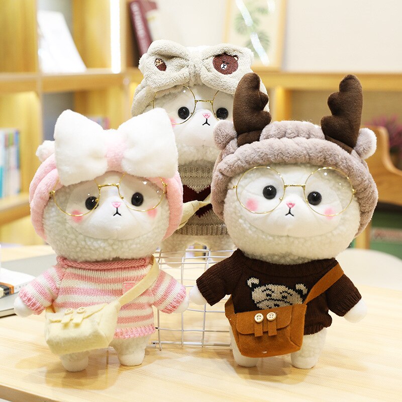 30CM Cartoon LaLafanfan Kawaii Cafe Mini Shiba Inu Dog Sheep with Clothes Plush Cute Stuffed Animal Dolls Christmas Gift Toy