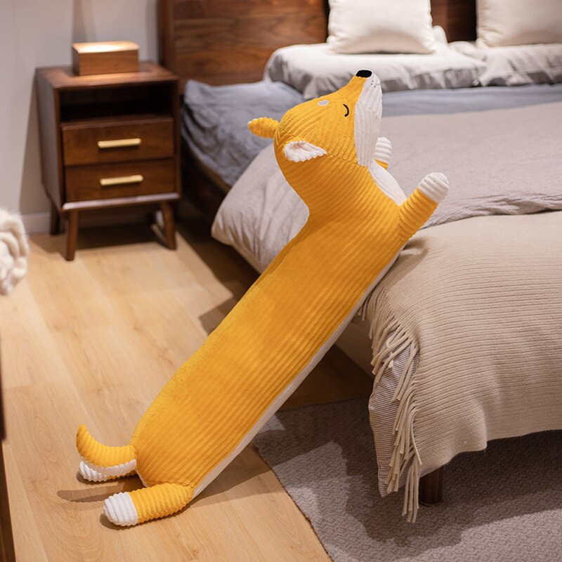 110cm Long Dachshund Plush Toy Soft Stuffed Cartoon Animal Husky Fox Shiba Inu Doll Nap Pillow Sofa Cushion Kids Birthday Gift