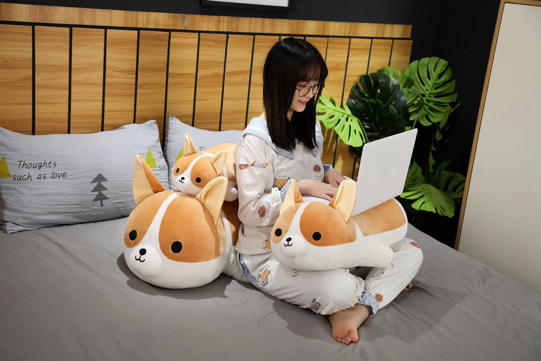 40-85cm Giant Size Cute Corgi Dog Plush Toys Stuffed Animal Puppy Dog Pillow Soft Lovely Doll Kawaii Christmas Gift for Kids
