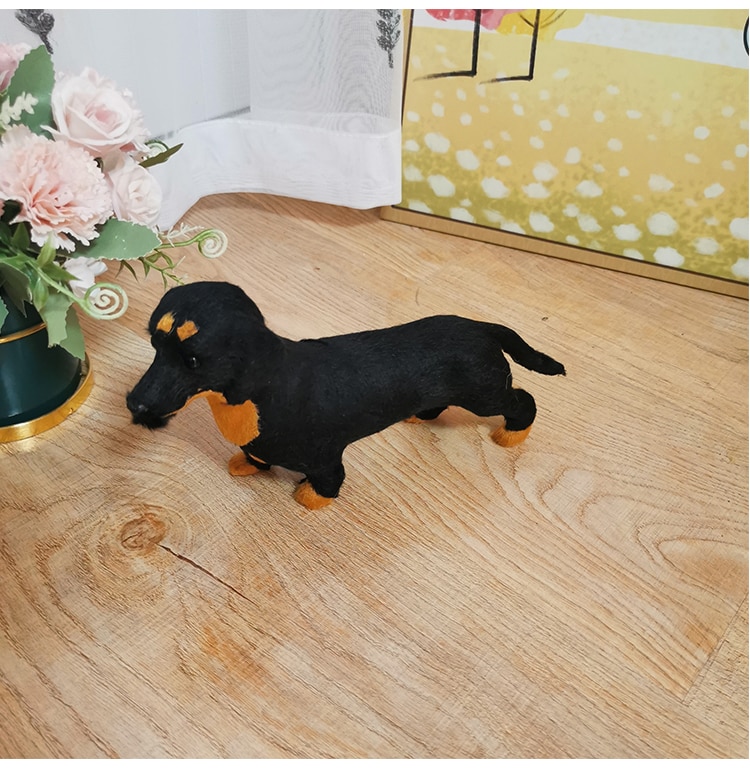 Lifelike Dog Dachshund Realistic Miniature Figurines Dackel Animal Models Kids Toy Birthday Xmas Gift Simualtion Plush Puppy