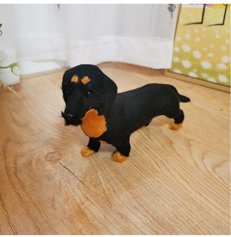 Lifelike Dog Dachshund Realistic Miniature Figurines Dackel Animal Models Kids Toy Birthday Xmas Gift Simualtion Plush Puppy