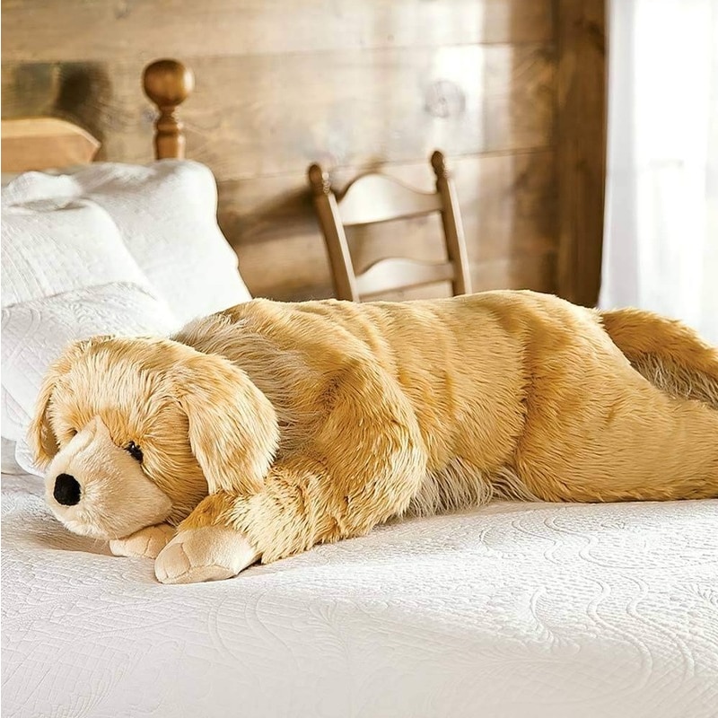 Super Soft Golden Retriever Jumbo Plush Toy Body Pillow Super-Soft and Super-Dense Faux Fur Beaded Eyes PP Cotton Stuffing