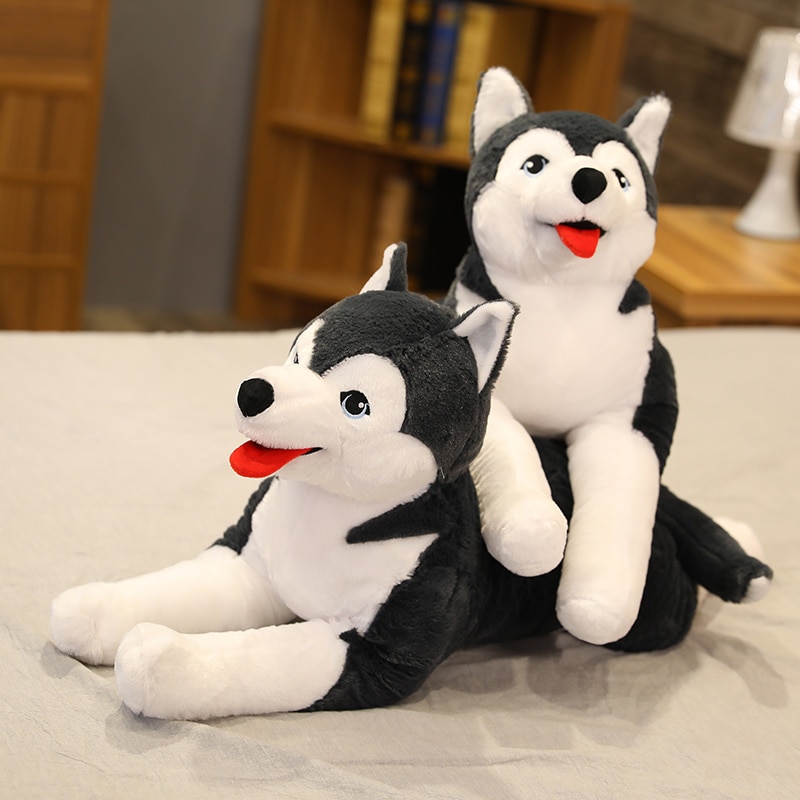 70cm Naughty tongue out Husky Dog Plush Toy Stuffed Lifelike Siberian wolfhound Dog Throw Pillow Birthday Gift for Boy Kids
