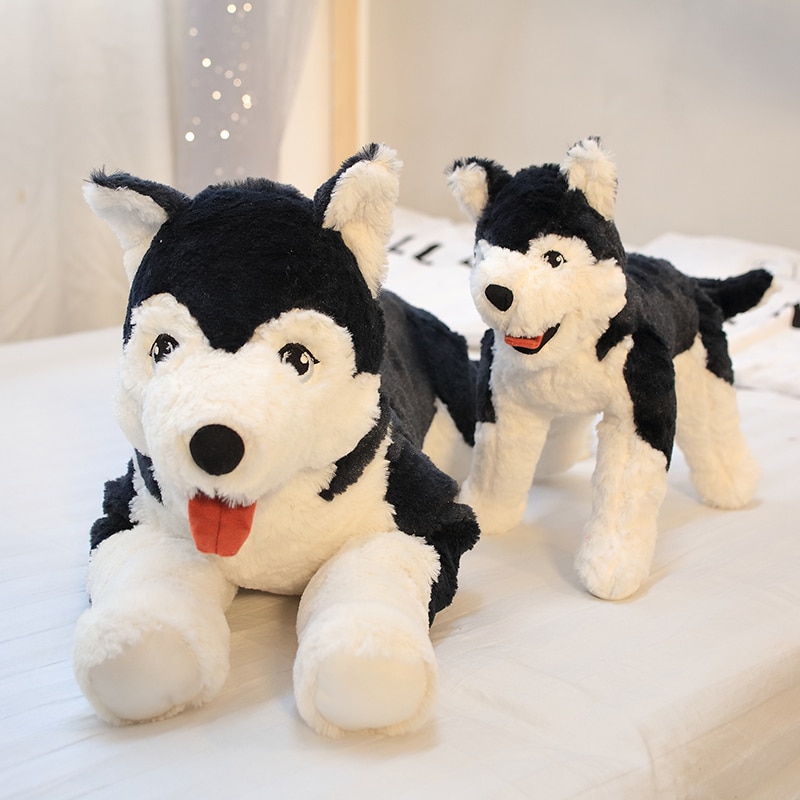 Cute Plush LIVLIG Husky Dog Toy Pillow Stuffed Siberian wolf Long Plush Lifelike Dog Doll toys Birthday Gift for Kids