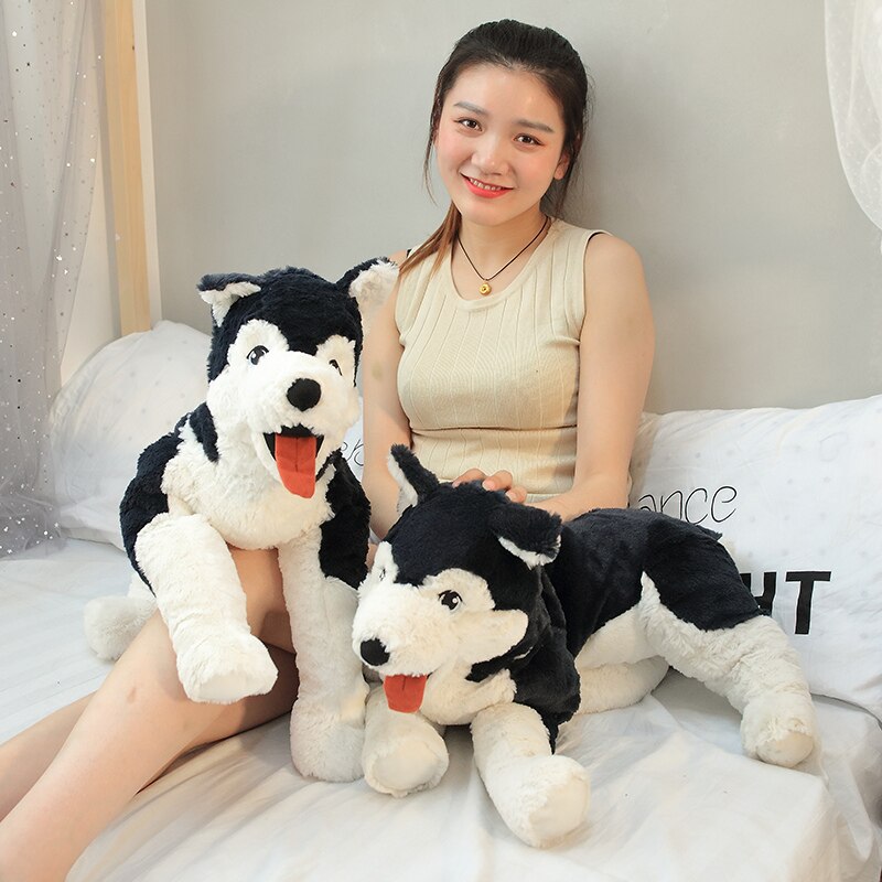 Cute Plush LIVLIG Husky Dog Toy Pillow Stuffed Siberian wolf Long Plush Lifelike Dog Doll toys Birthday Gift for Kids