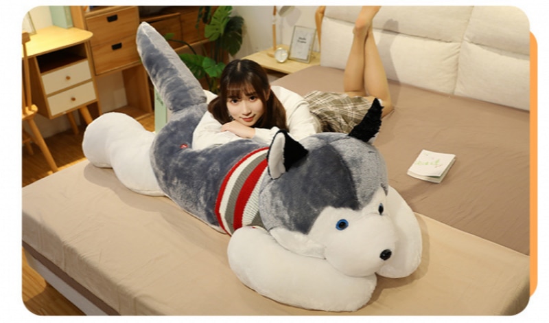 50-150CM New Large Lying Siberian Husky Doll Plush Toys Soft Cartoon Dog Bear Plush Animal Rag Doll Pillow Child Sleeping Gift