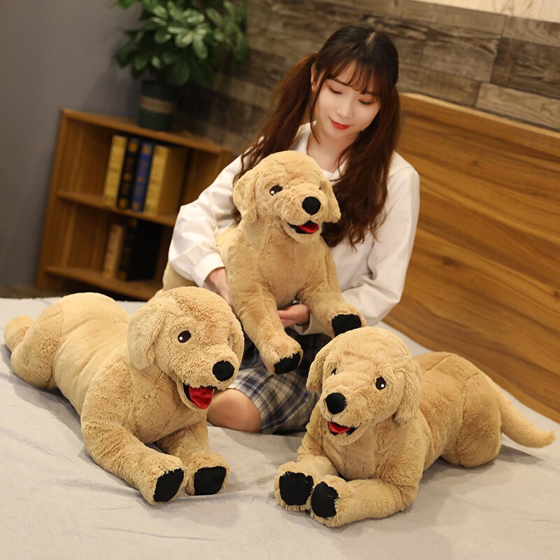 35CM 75CM Cute Dog Life Like Labrador Puppy Stuffed Real Life Animal Lying Position Dog Pillow Soft Plush Doll Toy