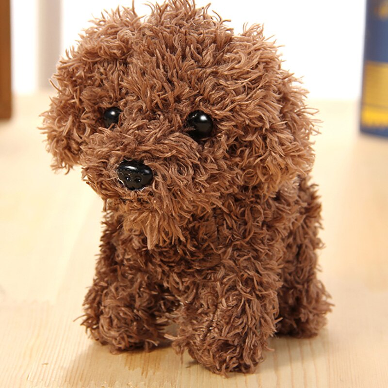 12 cm Simulation Dog Poodle Plush Toys Animal Suffed Doll Key Chain Ring Pendant Plush Toys for Christmas Gift