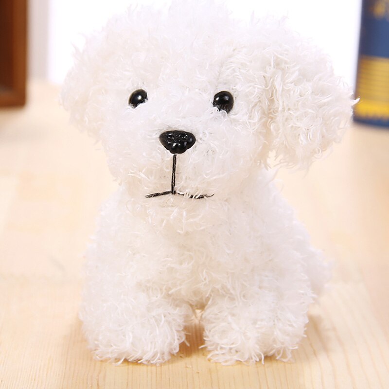 12 cm Simulation Dog Poodle Plush Toys Animal Suffed Doll Key Chain Ring Pendant Plush Toys for Christmas Gift