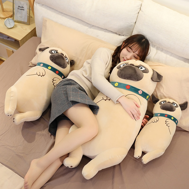45cm-90cm Simulation Dog Plush Pug Toys Soft Lifelike Stuffed Animals Shar Pei Pug Doll Boyfriend Sleeping Pillow Children Gifts