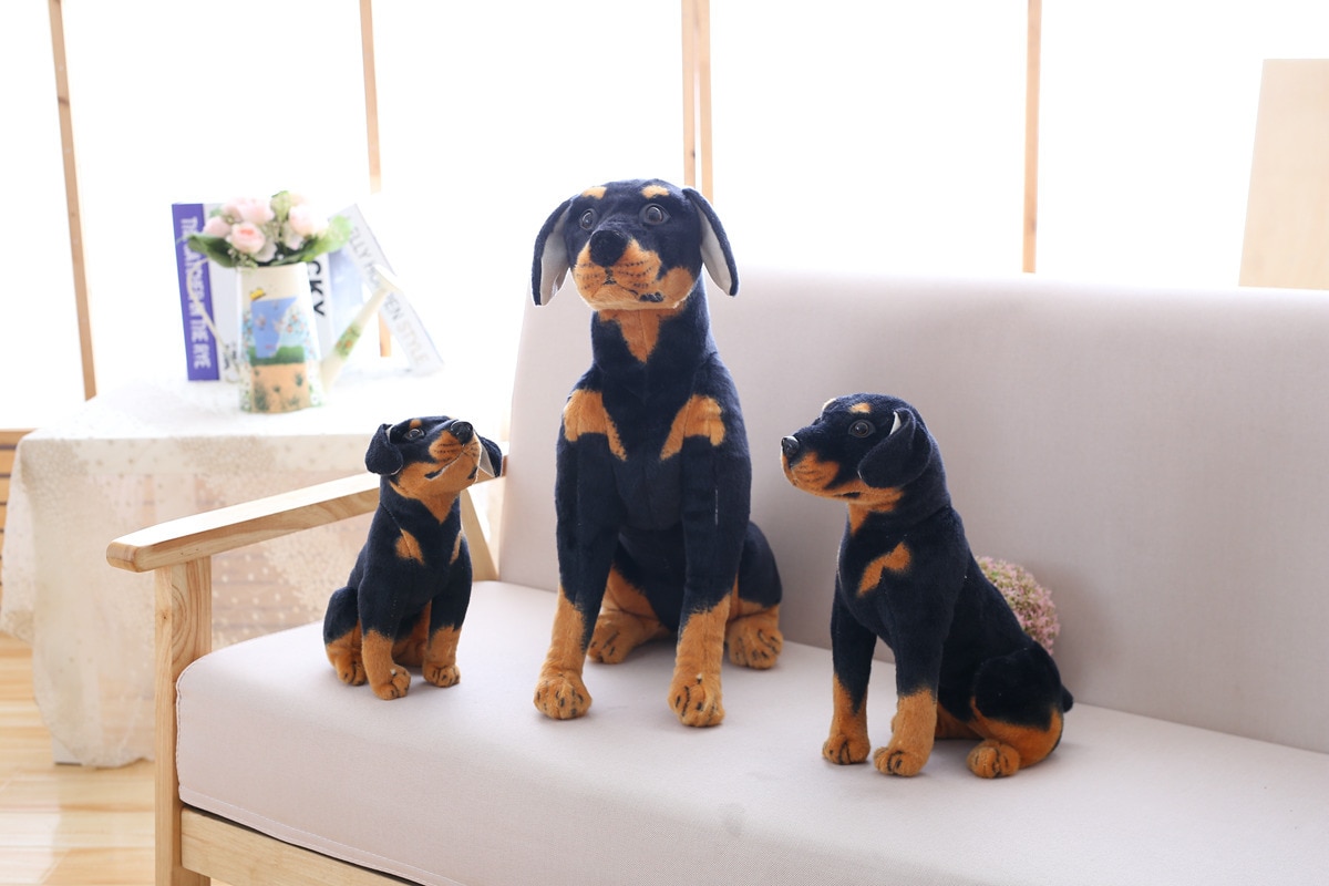 23-66 cm Simulation Rottweiler Dog Cute Lovely Stuffed Real Life Black Dog Shepherd Dog Doll For Women Children Gift
