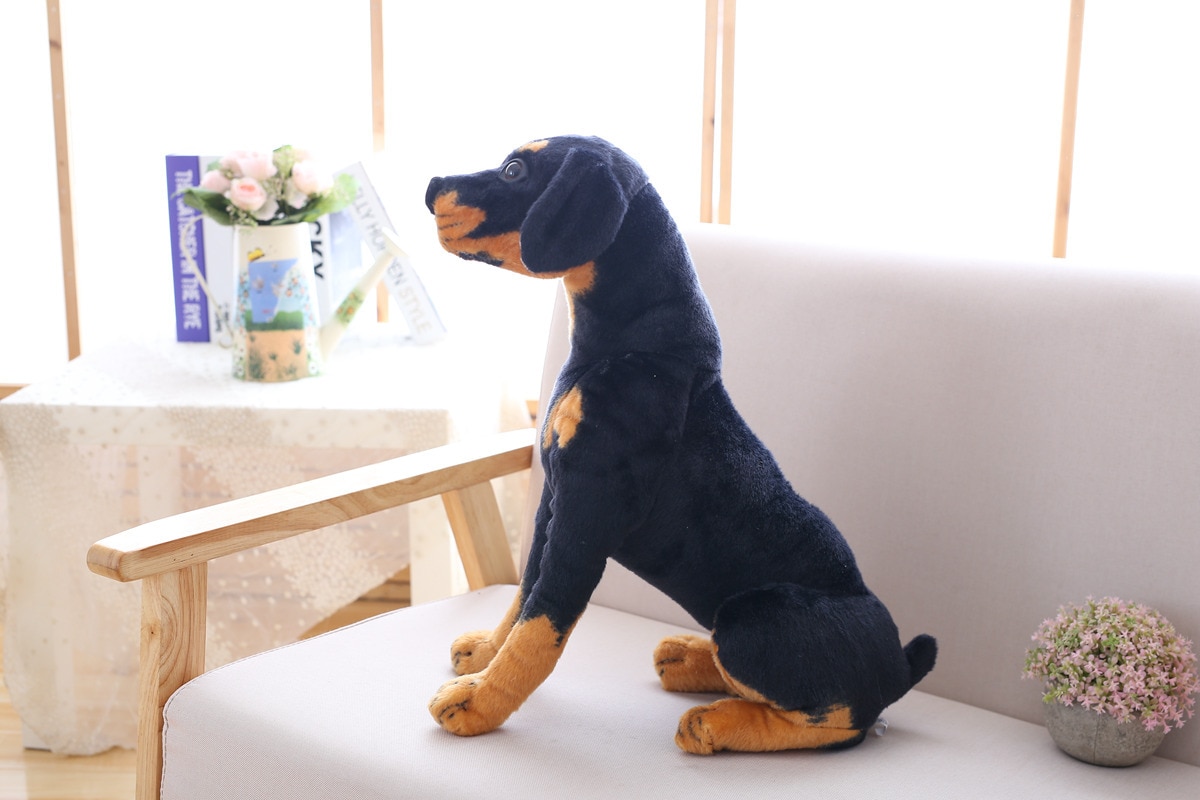 23-66 cm Simulation Rottweiler Dog Cute Lovely Stuffed Real Life Black Dog Shepherd Dog Doll For Women Children Gift