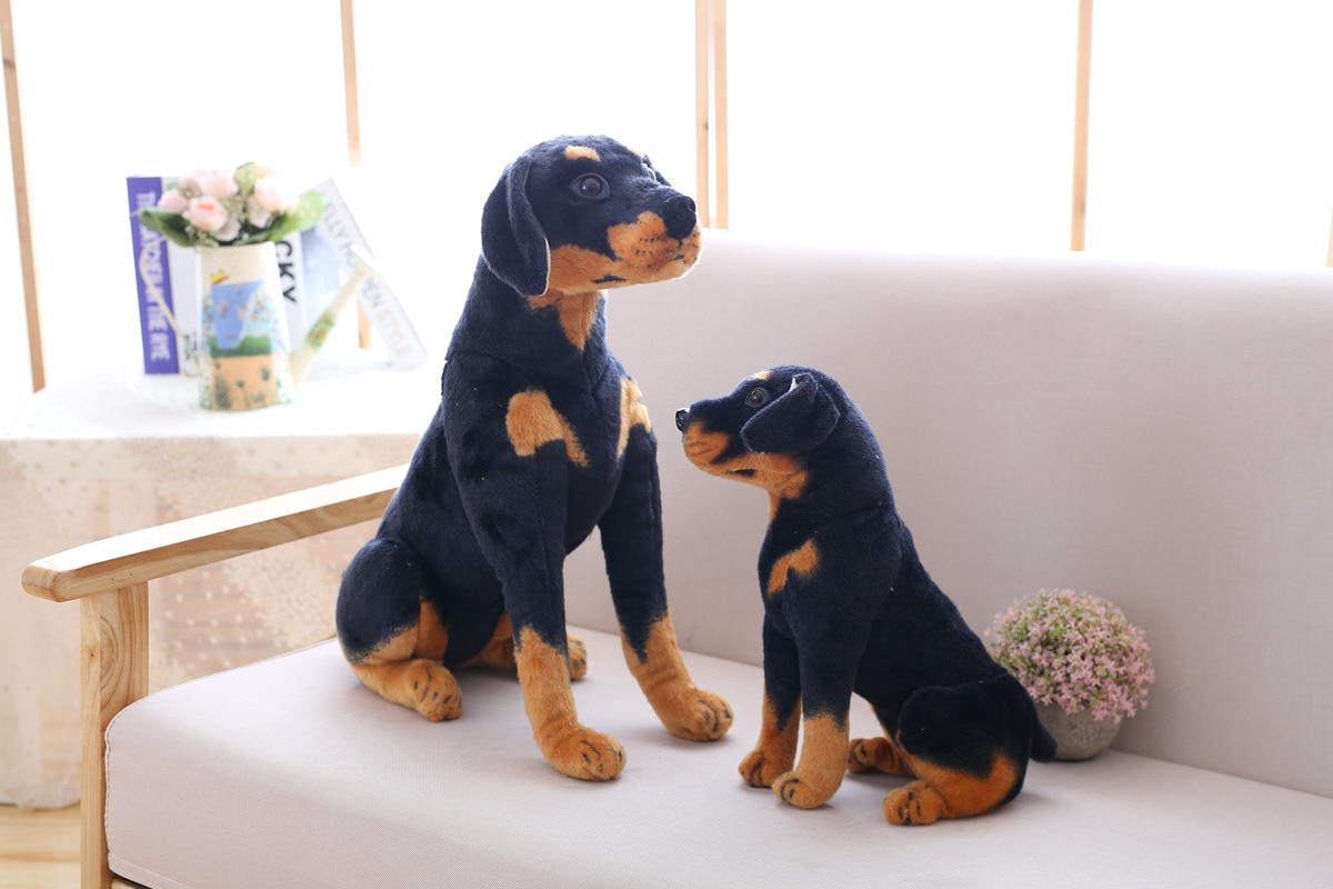Lifelike Dog Stuffed Animals Rottweiler Real-life Dog Soft Plush Doll Toy