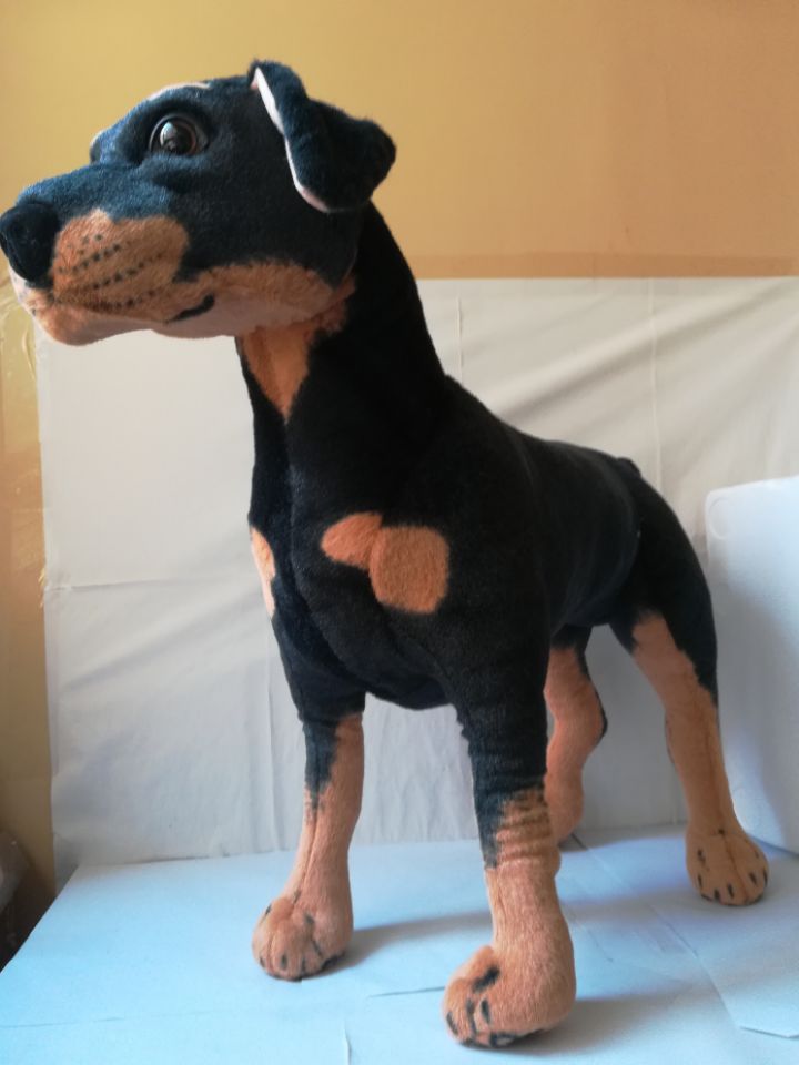 Plush Toy Simulation Doberman Standing Black Stuffed Animal Toy Realistic Dog 