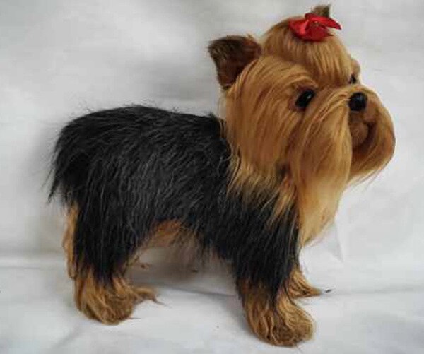 Lifelike Yorkshire Terrier Plush Doll Toy Simulation Animal Model Cartoon Pet decoration