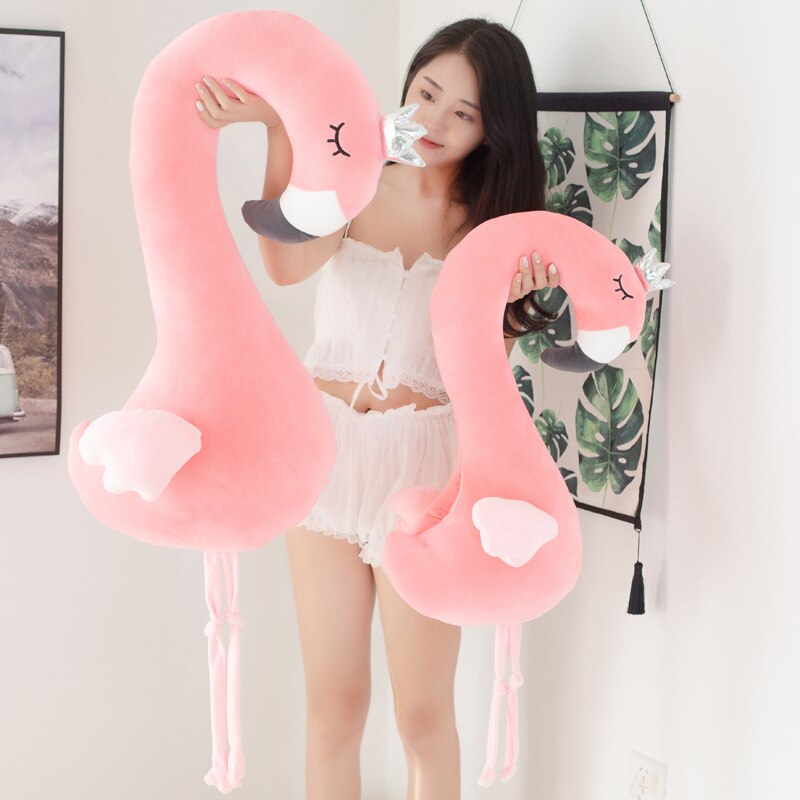 pink flamingo plush toy stuffed animal soft doll plush flamingo pillow hand warmers big toys for children gift for girlfrien