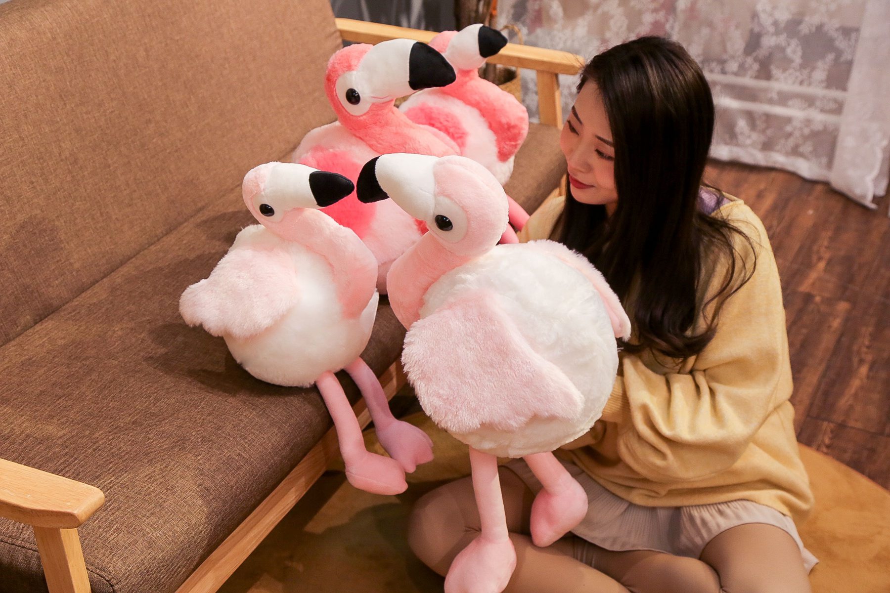 Pink Flamingo Plush Toys Doll Birdie Doll Child Doll Super Soft Baby Sleeping Doll Home Bedroom Decoration Gifts to girlfriend