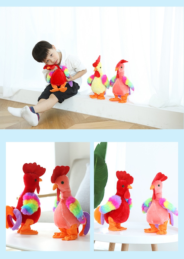 Robot Chicken Pet Toys Electronic Screaming Rooster Electric Funny Dance Sing Plush Toy Music Soft Animal For Kids Birthday Gift