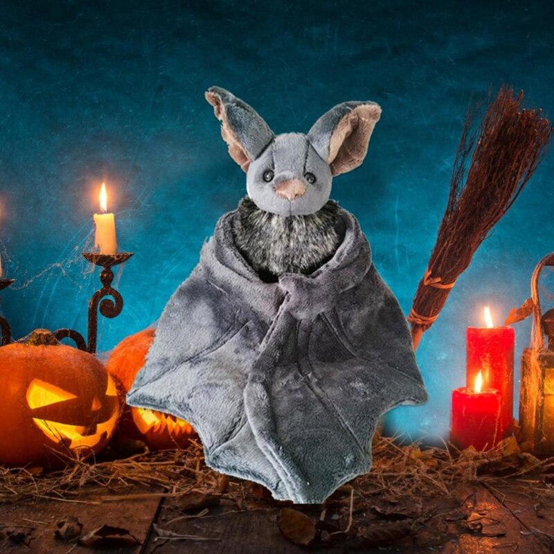 T5EC 30cm/12In Plush Stuffed Animal Bat Throw Pillow with Folding Wing Decompression Chair Cushion Kids Halloween Funny Gift
