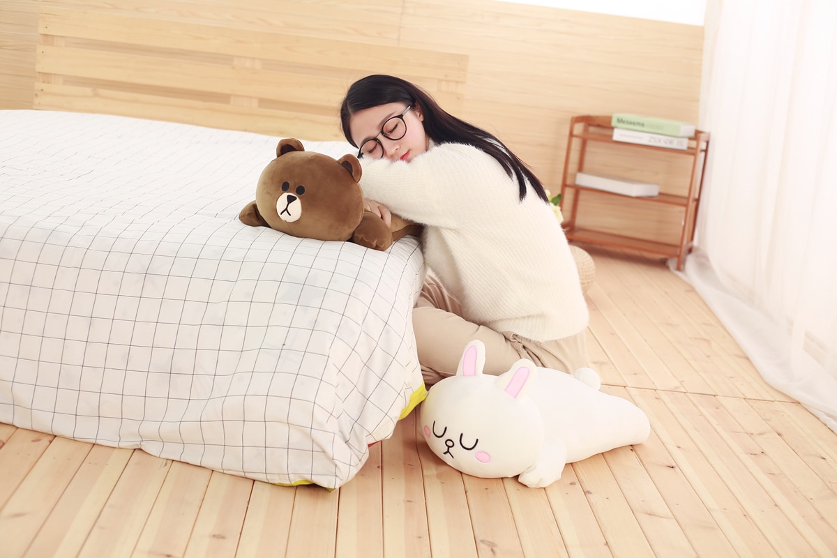 Kawaii Kpop Plush Toy Pillow Cartoon Image Couples Bear Rabbit Stuffed Doll Cushion Christmas Gift For Girlfriend
