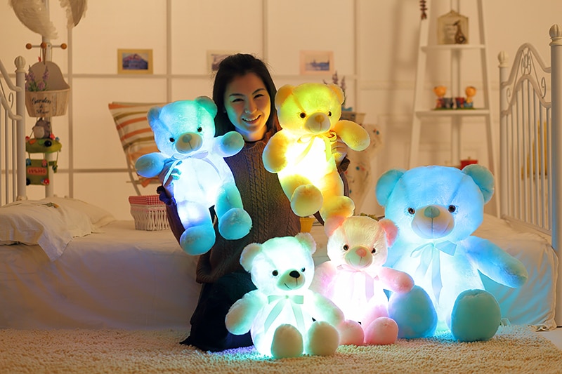 50cm Creative Light Up LED Teddy Bear Stuffed Animals Plush Toy Colorful Glowing Christmas Gift for Kids Pillow
