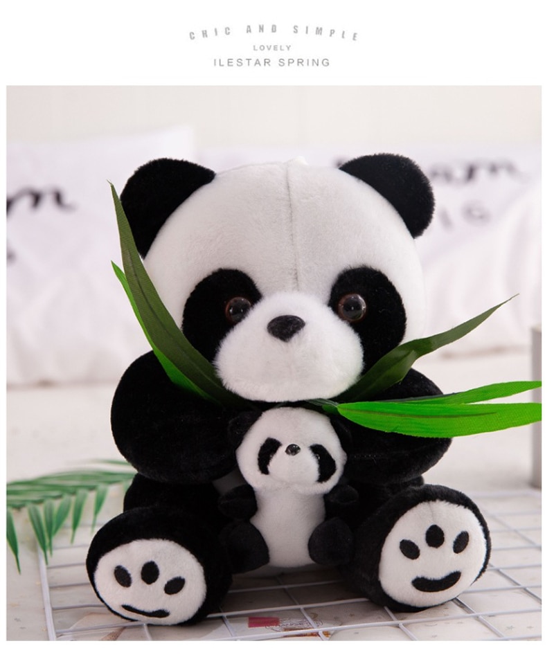 50CM Cute Big Giant Panda With Bamboo Leaves Bear Plush Stuffed Animal Doll Animals Toy Pillow Cartoon Doll Girl Birthday Gift