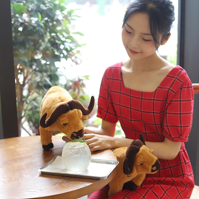 3D Simulation Old Scalper Buffalo Plush Toys Stuffed Animals Brinquedos Baby Home Decoration Sofa Pillow Holiday Halloween Gifts