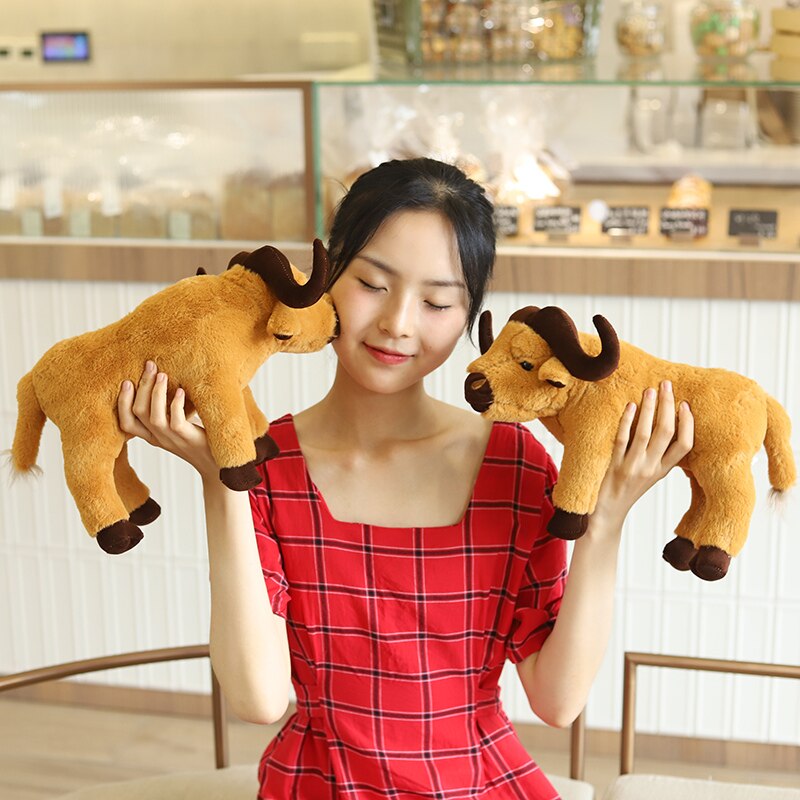 3D Simulation Old Scalper Buffalo Plush Toys Stuffed Animals Brinquedos Baby Home Decoration Sofa Pillow Holiday Halloween Gifts