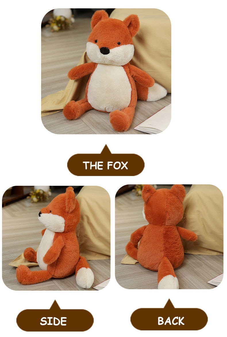 35cm Creative Simulation Cartoon Cute Fox Doll Cotton Soft Pillow Plush Toy Forest Stuffed Animals Decorative Gift For Children