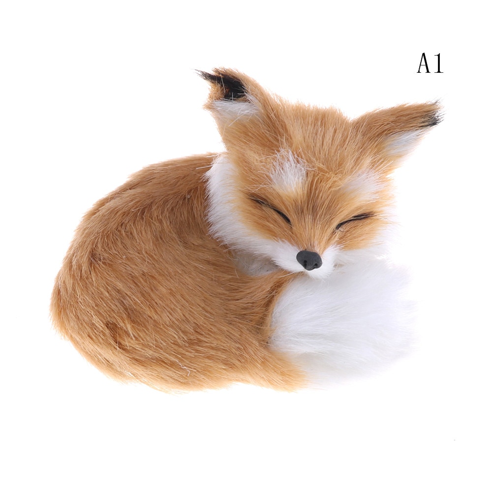 1 Pcs Simulation Brown Fox Toy Furs Squatting Fox Model Home Decoration Animals World With Static Action Figures