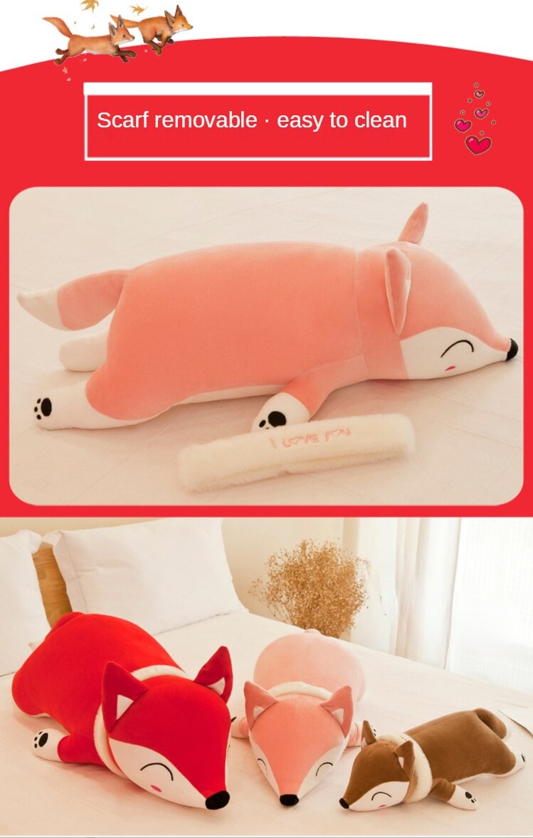 Stuffed Plush Fox Toys Pillow Kawaii Sleeping Pillow Cute Fox Doll Plush Toy Kids Birthday Christmas Present
