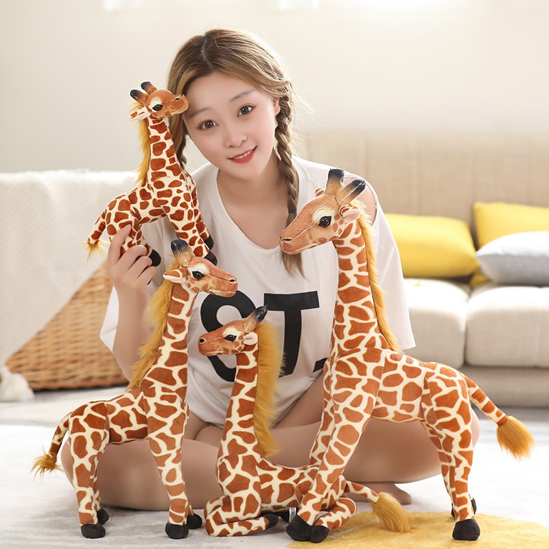 Simulation Girafe Prone Posture Standing Kawaii Room Decor Animal Crossing Plush Toys Doll Filled Full Fabric Comfortable Gifts
