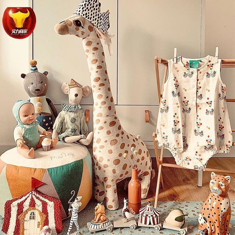 85cm 67cm Big Size Simulation Giraffe Plush Toy Soft Stuffed Animal Giraffe Sleeping Doll Toy For Boy Girl Birthday Gift Kid Toy