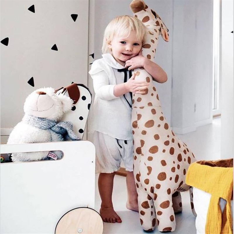 85cm 67cm Big Size Simulation Giraffe Plush Toy Soft Stuffed Animal Giraffe Sleeping Doll Toy For Boy Girl Birthday Gift Kid Toy