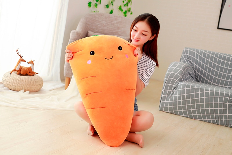 1pc Big Creative Simulation Carrot Plush Toy Super Soft Carrots Doll Stuffed with Down Cotton Pillow Cushion Best Gift for Girl