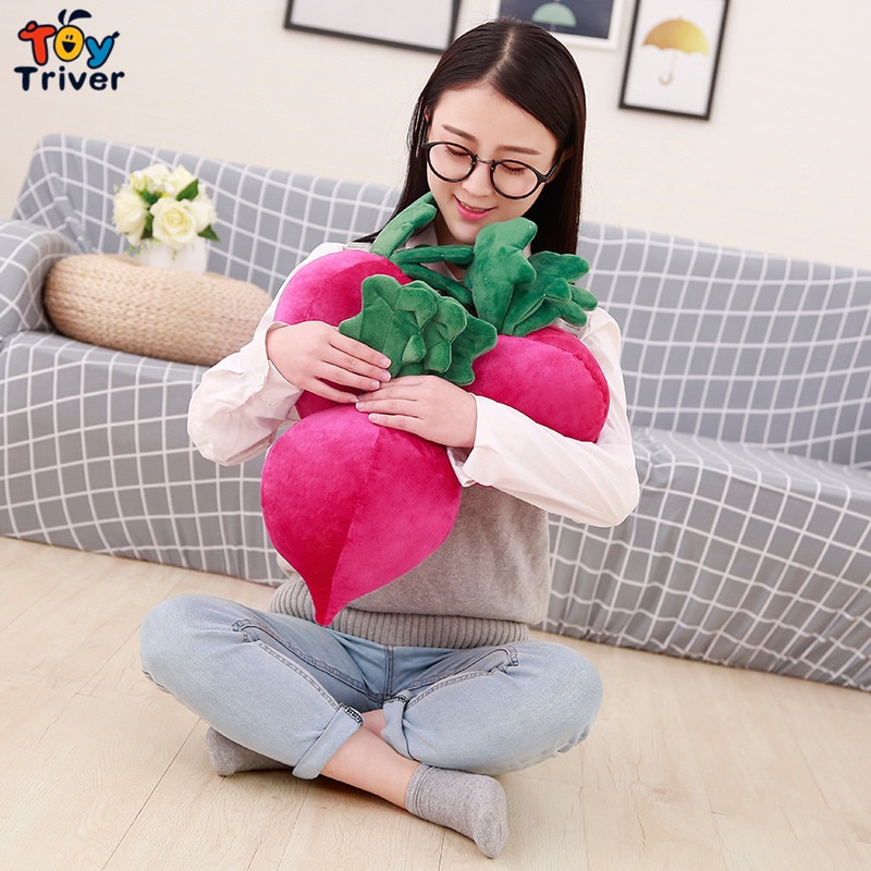 Kawaii Vegetable Red Radish Plush Toys Stuffed Doll Pillow Cushion Baby Kids Girls Boys Children Birthday Gifts Home Room Decor