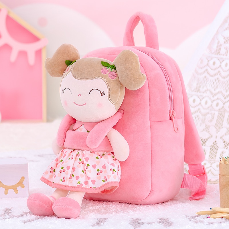 Gloveleya Plush Backpacks baby Girl Bags Cherry Girl Doll Backpacks for Kids Gifts Girl's Giftideas Stuffed Toys wiht Dolls