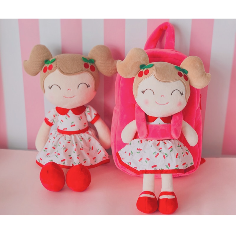 Personalize Gloveleya Plush Backpack Girls Backpack Cherry Girl Doll Qute Bag for Kids Gift Girl's Gift