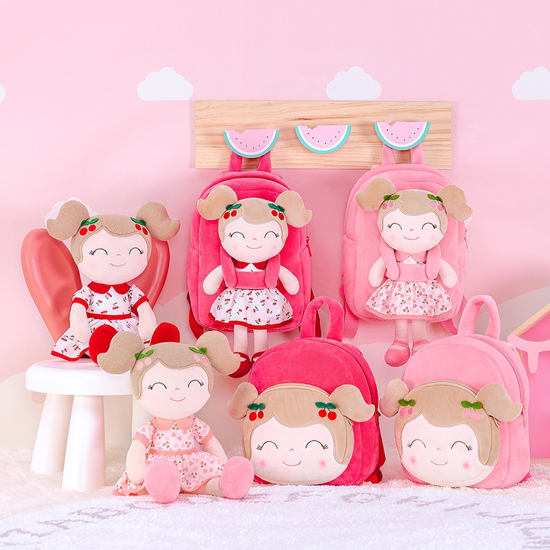Personalize Gloveleya Plush Backpack Girls Backpack Cherry Girl Doll Qute Bag for Kids Gift Girl's Gift