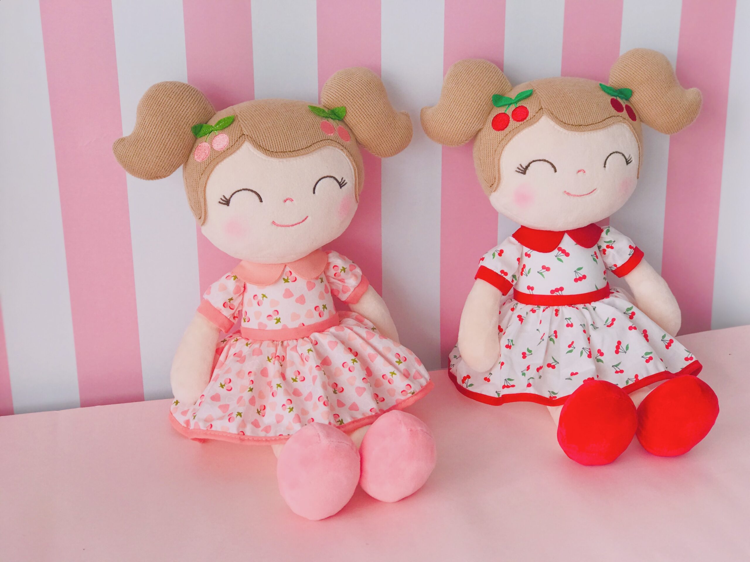 Gloveleya Stuffed Toys Cherry Girl Plush Doll Baby Girl Gifts Cloth Dolls Kids Rag Toy Toddler Plush Toys