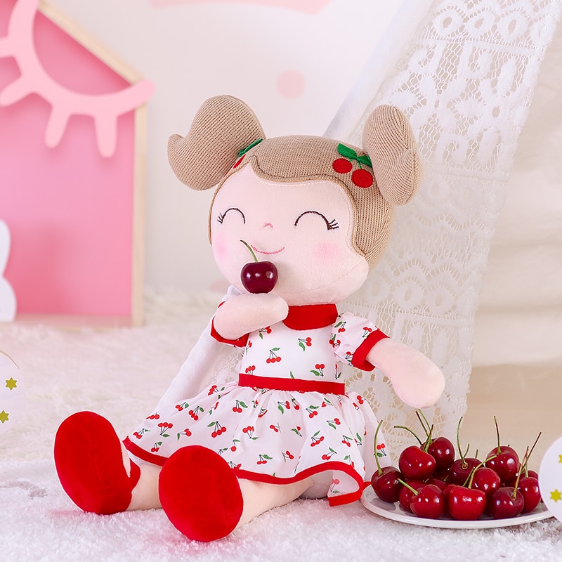 Gloveleya Stuffed Toys Cherry Girl Plush Doll Baby Girl Gifts Cloth Dolls Kids Rag Toy Toddler Plush Toys