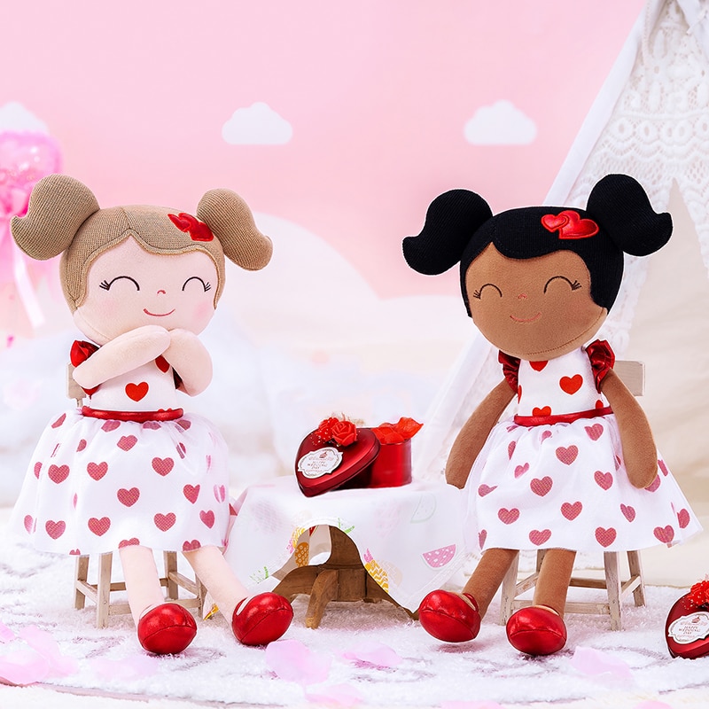 Gloveleya Plush Dolls Stuffed Toys Heartbeat Girl Doll 2021 New Design Baby Girl Cloth Dolls Kids Plush Toys Sweet Love Gifts