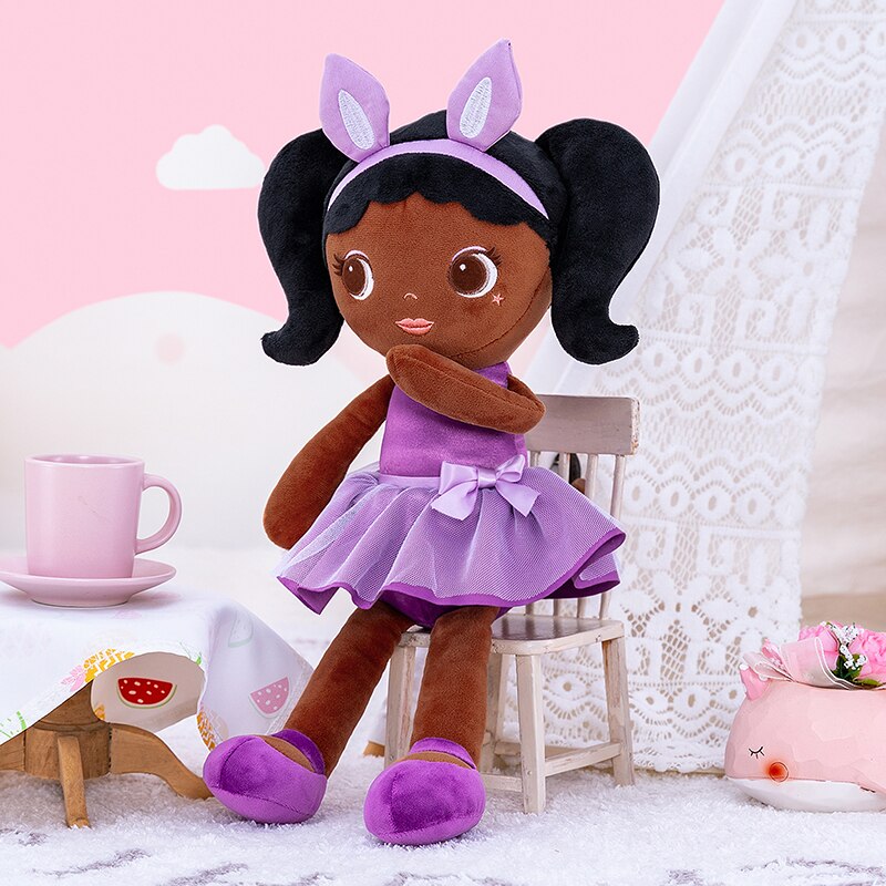 Lazada Dolls Stuffed Animal Doll Baby Girl Gifts Plush Toys Kids Stuffed ToyToddler Rag African-American Doll Magical Princess