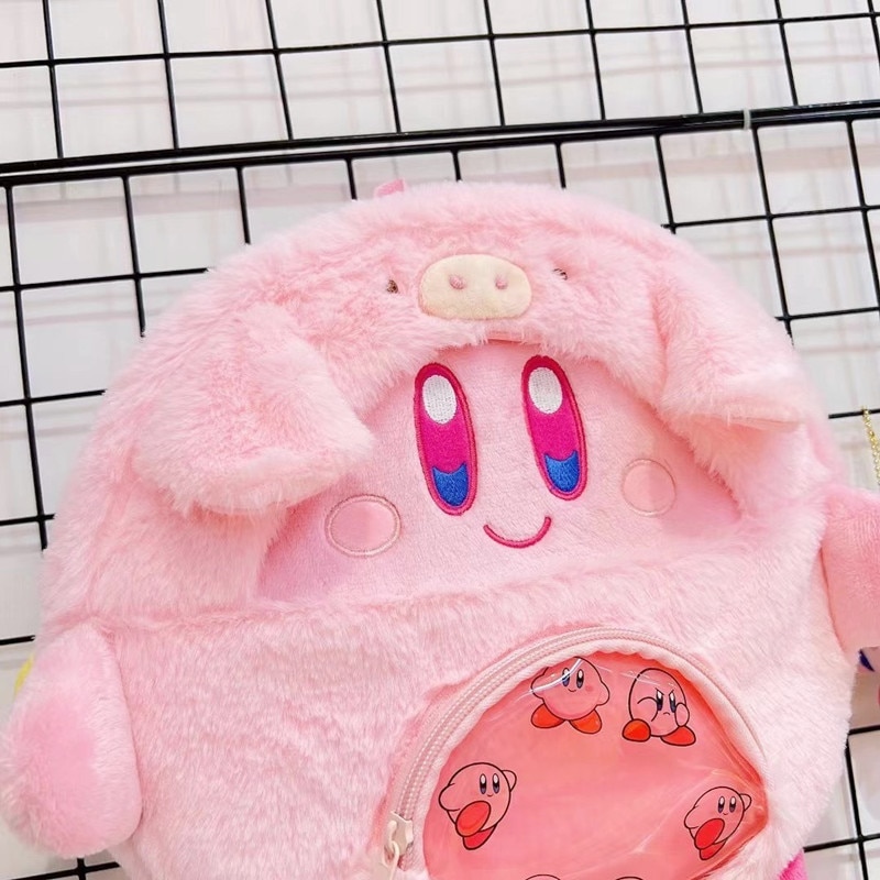 30CM Cute Cartoon Star Kirby Plush Bag Toy Backpack Kirby COS Pig Panda Kirby Girls Soft Stuffed Plush Bag Girls Christmas Gifts