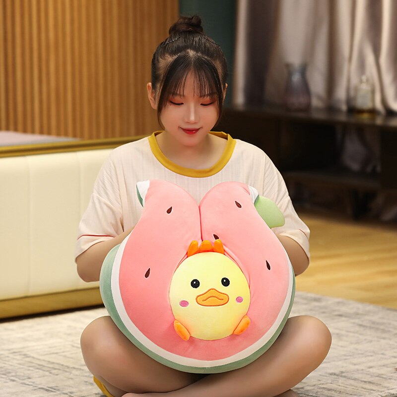 60/80CM Cute Watermelon Plush Pillow Stuffed Kawaii Fruits Sofa Chair Cushions Soft Pillow Children Girls Birthday Gifts