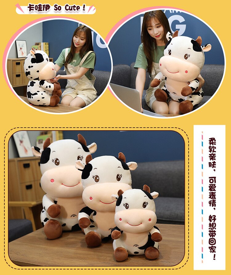 25-55cm Cow Doll Plush Toy Cute Doll Cute Soft Pillow Plush Toys Stuffed Pillow Home Decor Gift Doll for Kids Girl