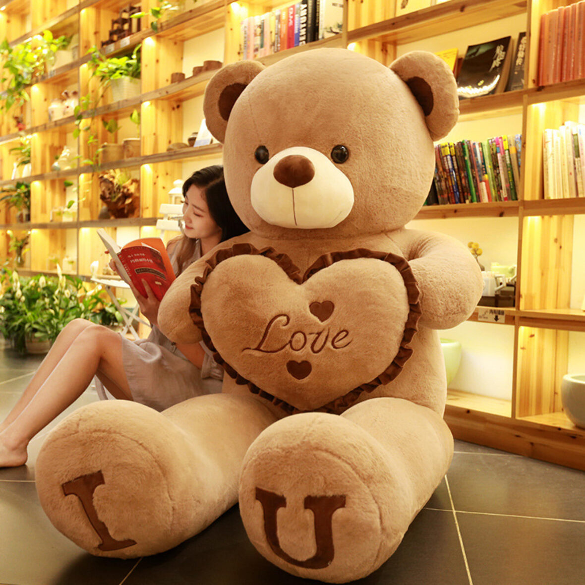 Teddy Bear Soft Stuffed Plush With Heart & Love – Large Kawaii Doll Room Decor Kids Toy