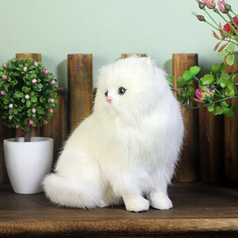 Realistic Cute Realistic Plush Toy White Persian Cats Birthday Lifelike Model Plush Ornament Handcrafted Gift Home Toy Gir P6N0