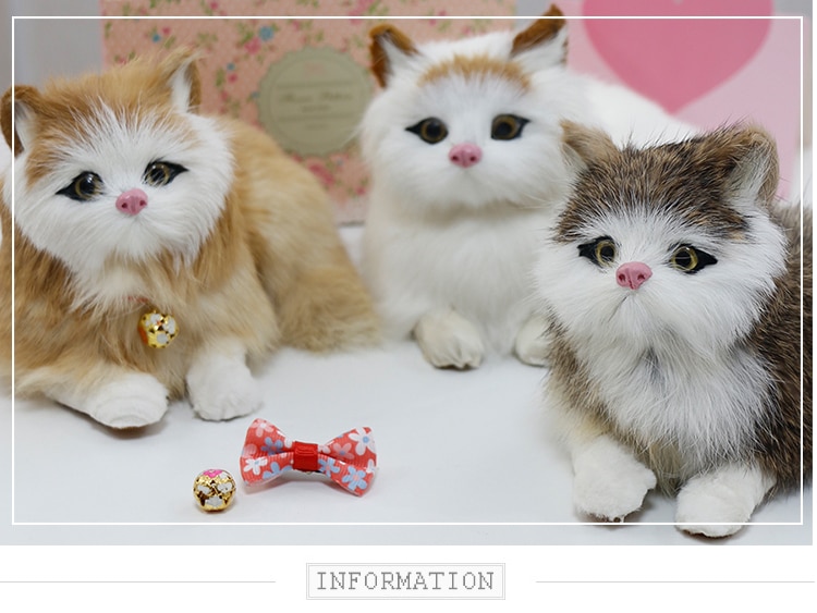 Realistic Cat Plush Toys Lifelike Fur Furry Stuffed Cat Dolls Simulation Kitten Models Animals Birthday Christmas Gift For Child