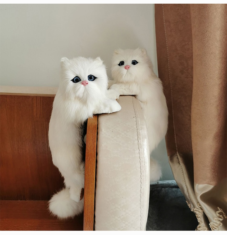 Realistic Cat Figurines Simulation Cat Model Plush Toy Kitten Lifelike Pussycat Doll Home TV Table Decoration Ornaments Gifts